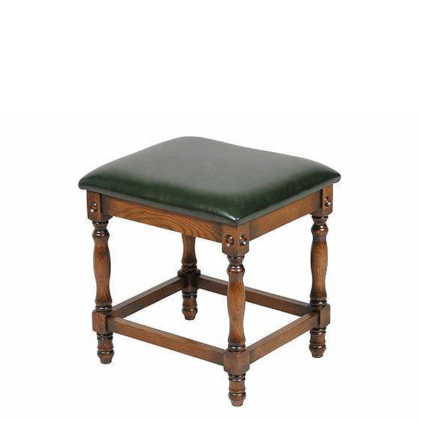 英国アンティークリプロダクト オーク スツール グリーン合皮