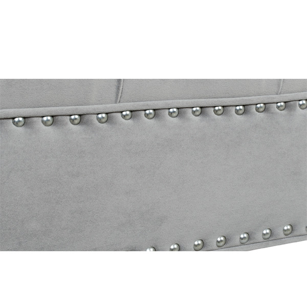 布ソファ 3人掛け びょう打ち ボタン留め グレー|インテリアショップ