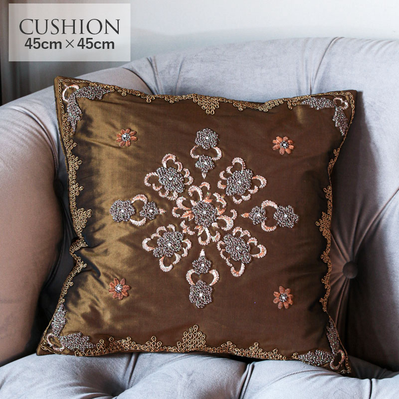 La deco ラ・デコ ビーズ 刺繍デザインクッションカバー ティアラ 45cm