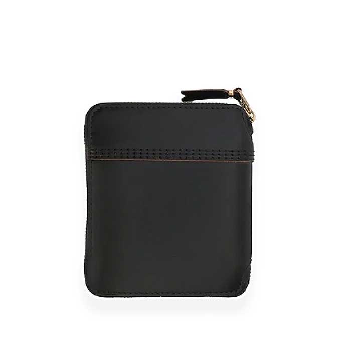 COMME des GARCONS 二つ折り ZIPウォレット Triple Stitch ブラック