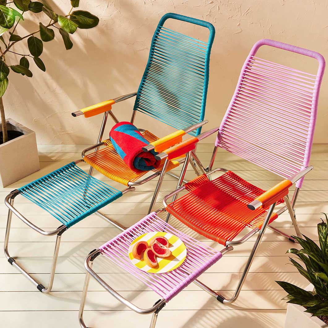 スパゲッティ アウトドア ラウンジチェア ピンク／オレンジ(ピンク