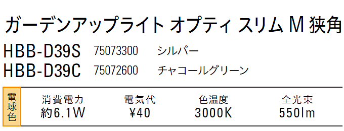 ガーデンアップライト ローボルト 12V 24V オプティ スリム M 6.1W 80W