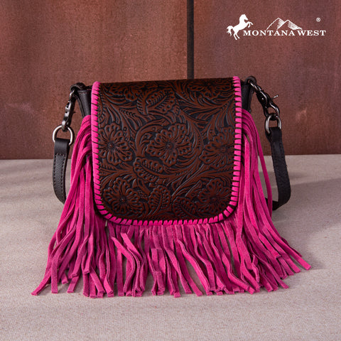 RLC-L159 Montana West Genuine Leather Tooled Collection Fringe