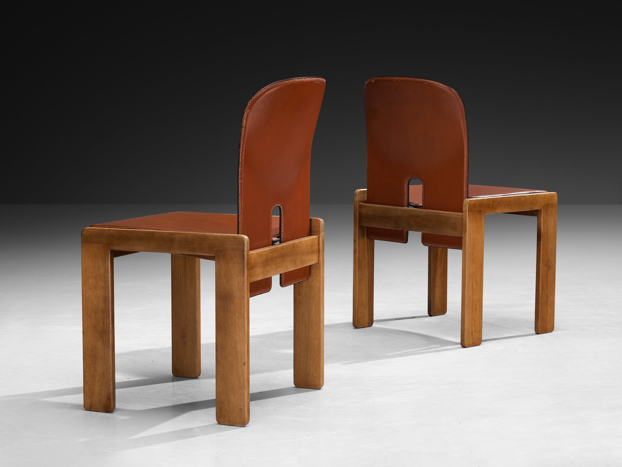 Afra & Tobia Scarpa for Cassina '121' Dining Chairs in Cognac Leather