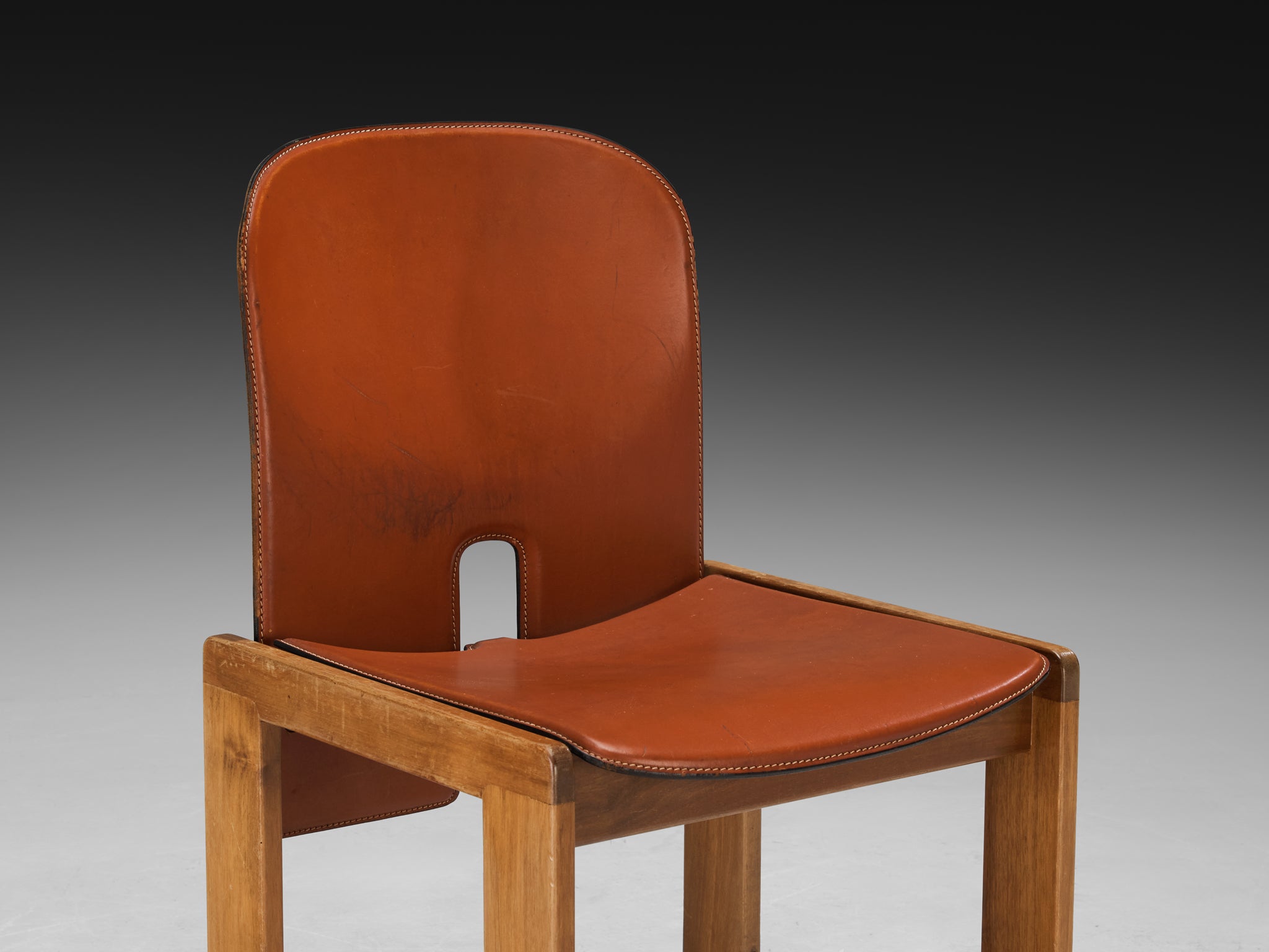 Afra & Tobia Scarpa for Cassina '121' Dining Chairs in Cognac Leather