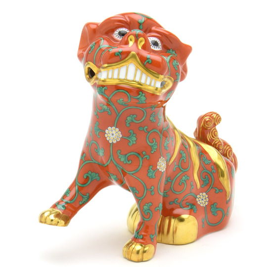ヘレンド(Herend) 狛犬(S)右足上げ 西安の赤(G-05309)【現物写真