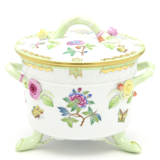 ヘレンド(Herend) ビスケットボックス(高さ:16.5cm)枝を模った持ち手