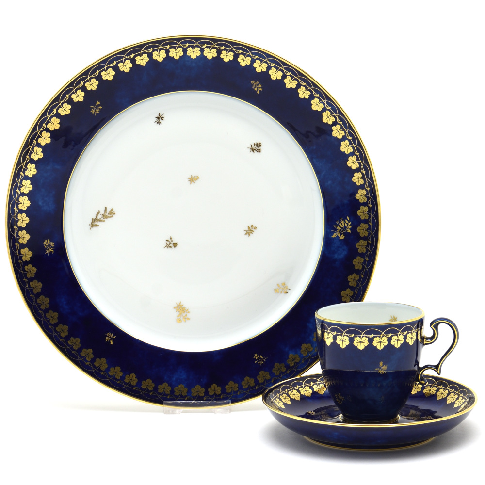 セーブル(Sevres) コーヒーカップ＆ソーサー(120cc)+デザート皿(23cm
