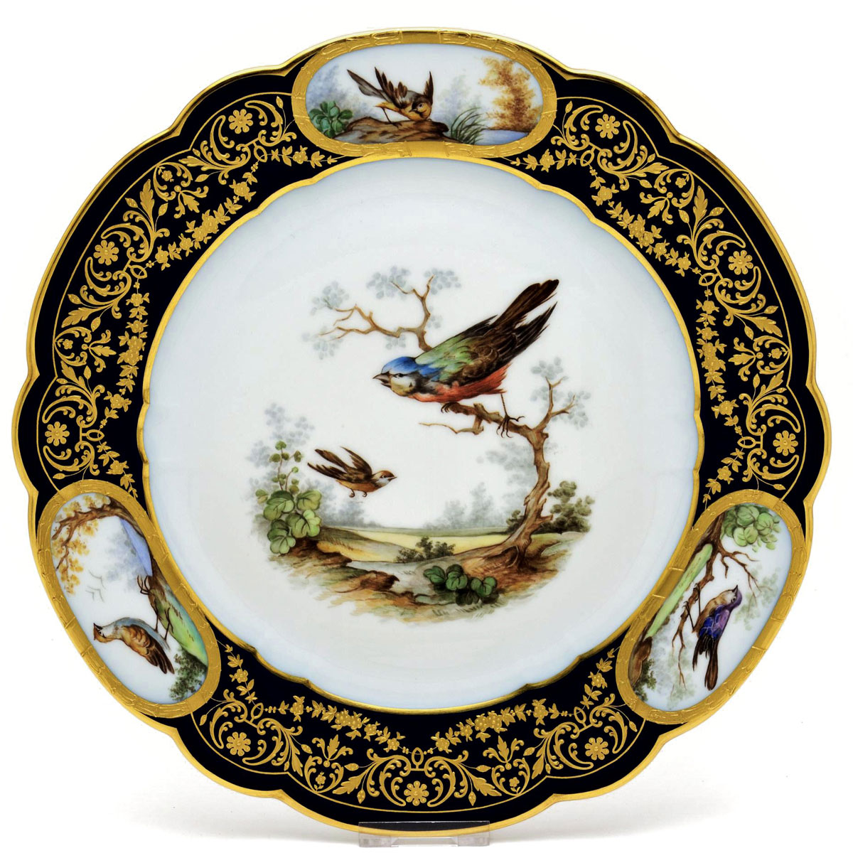 セーブル 飾り皿 鳥達のデュプレシス 24K金彩装飾 ルイリチャード様式