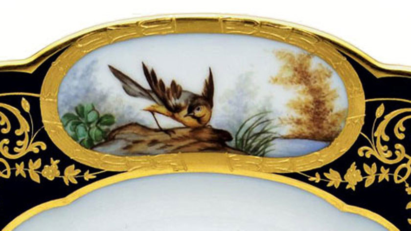 セーブル 飾り皿 鳥達のデュプレシス 24K金彩装飾 ルイリチャード様式
