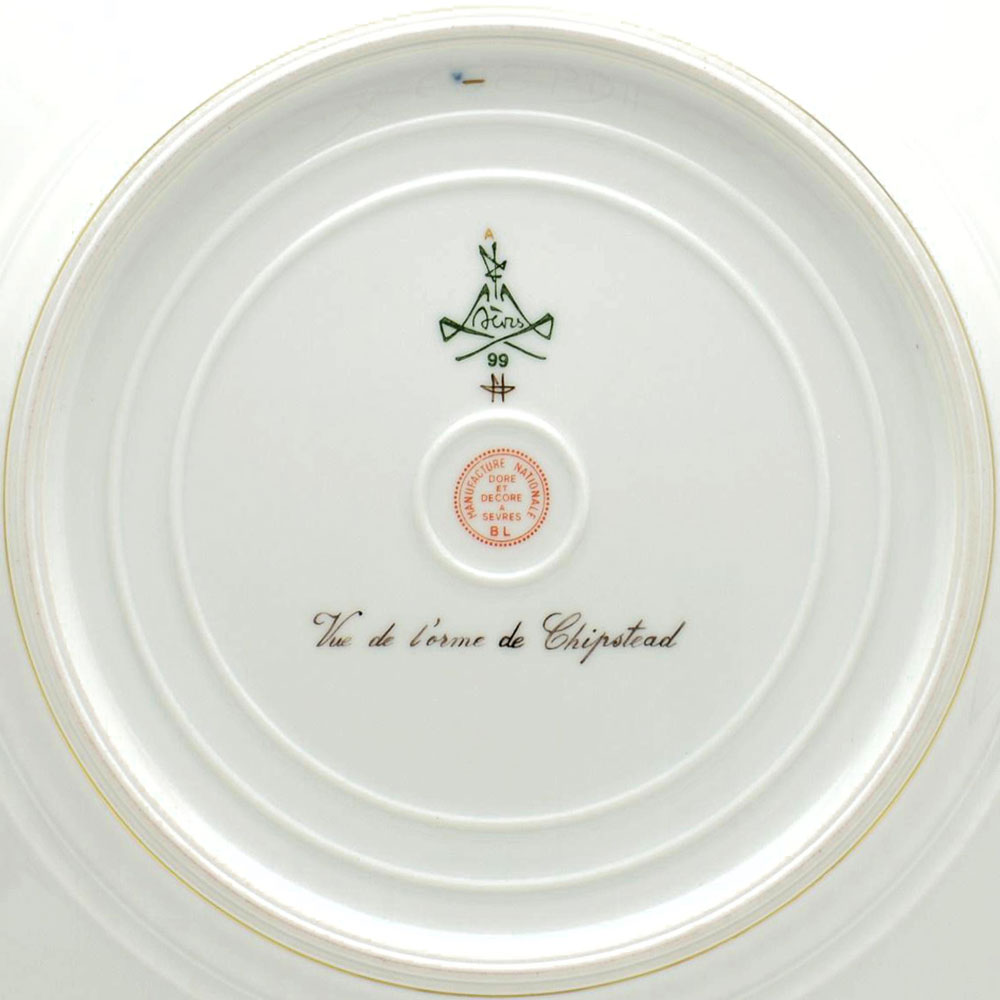 セーブル(Sevres) 飾り皿 イギリスのケント公園(25cm) 24K金彩縁飾り