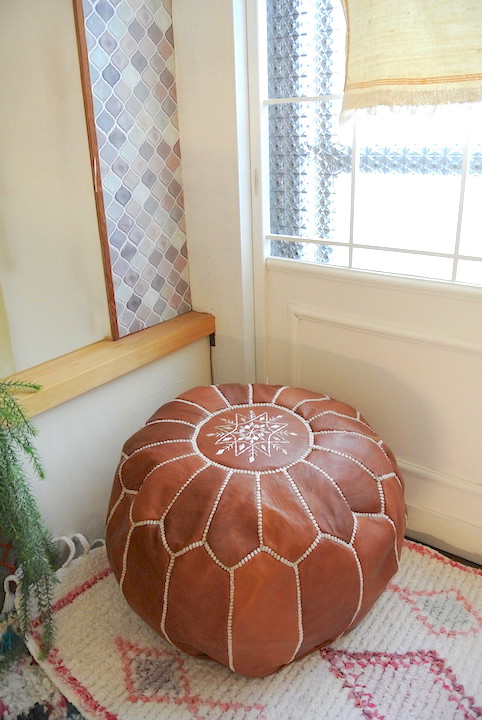モロッコ革製オットマン｜プフ（ライトブラウン）