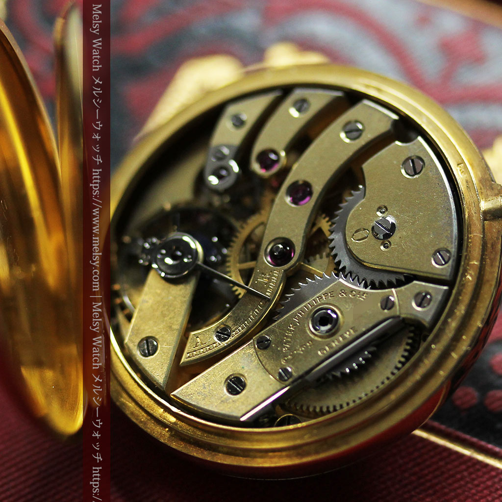 華麗な文字盤が光るパテックフィリップの18金無垢アンティーク懐中時計