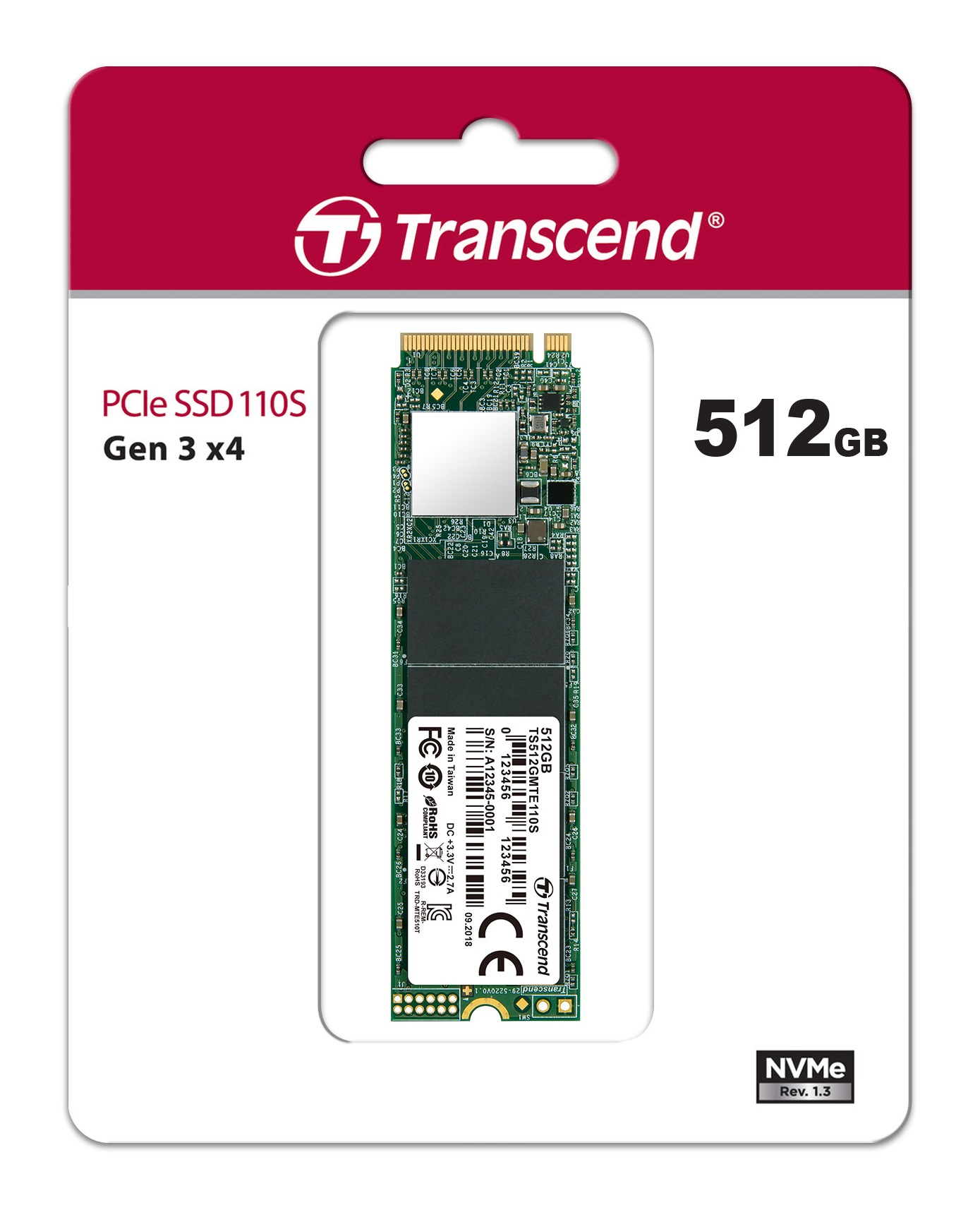 512GB Transcend 110S M.2 2280, NVMe PCIe Gen3x4 SSD
