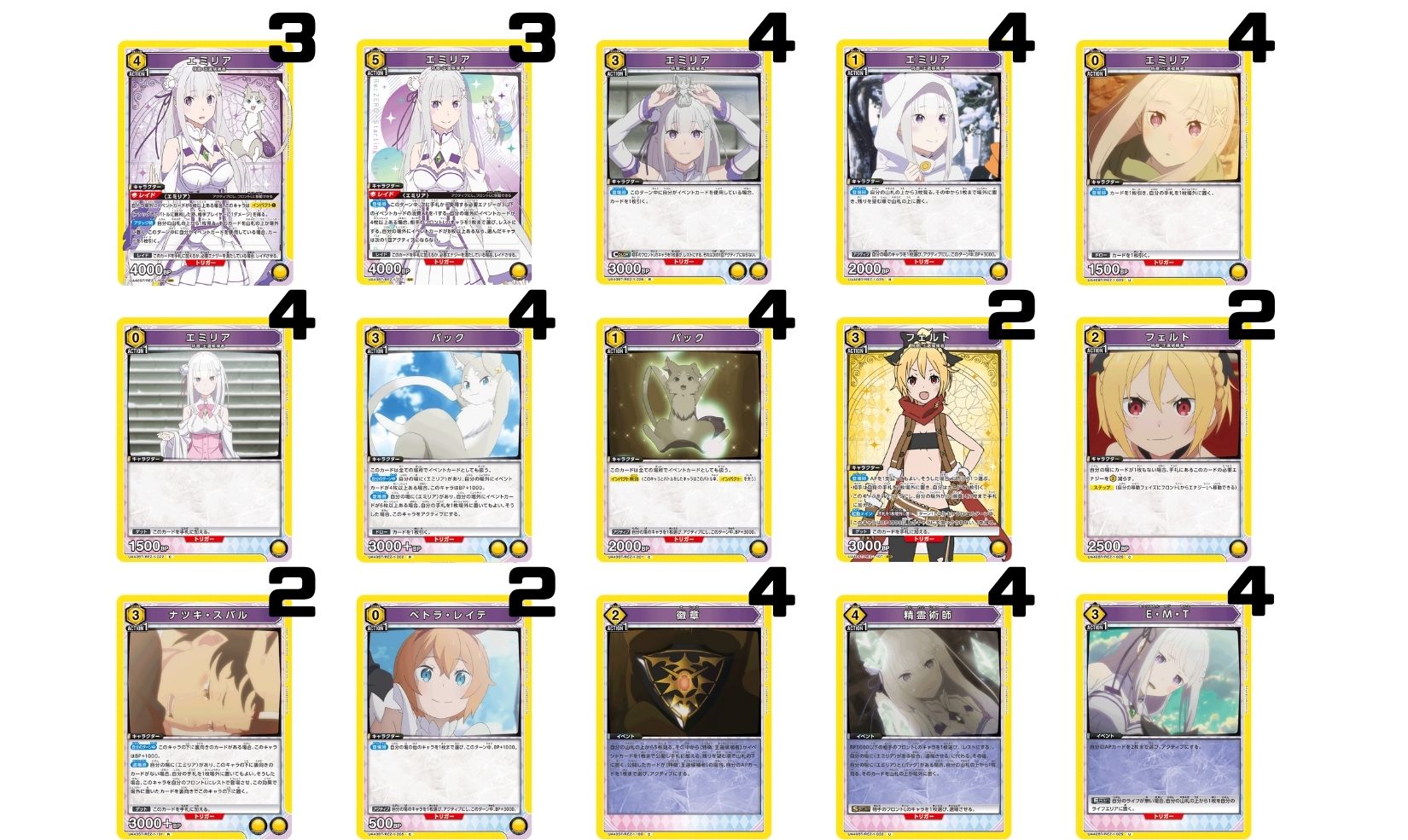 Re:ゼロから始める異世界生活：【黄】エミリアデッキ 販売ページ