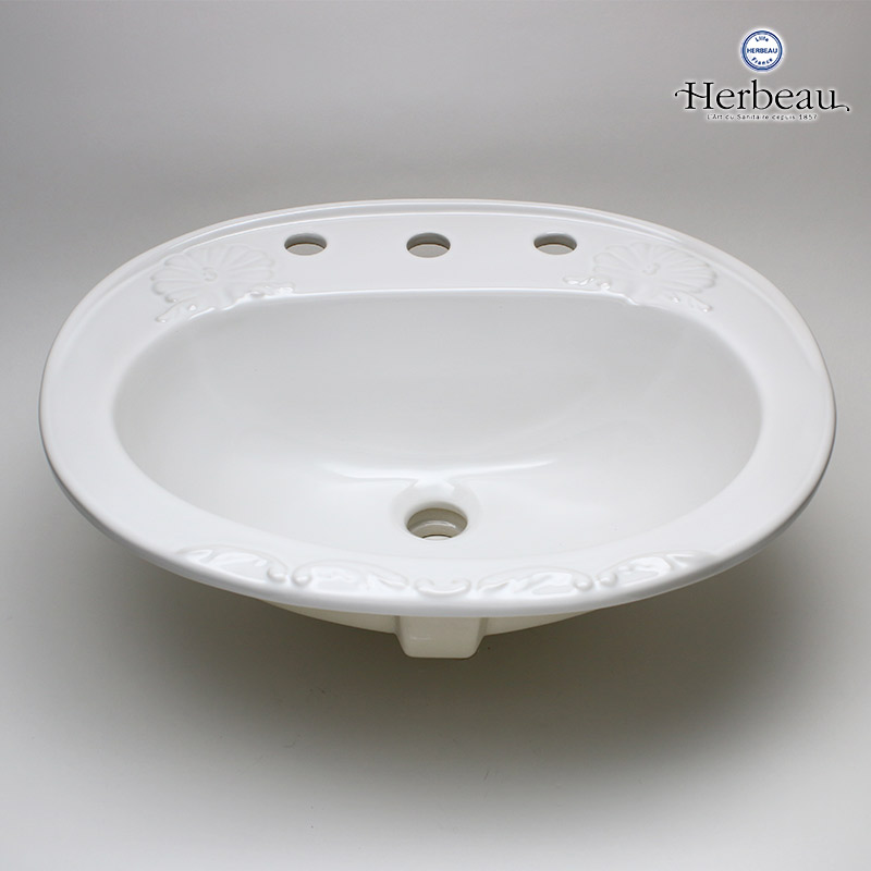 フランス製 洗面ボウル（カウンター埋め込み型） 0406.20｜陶器製洗面
