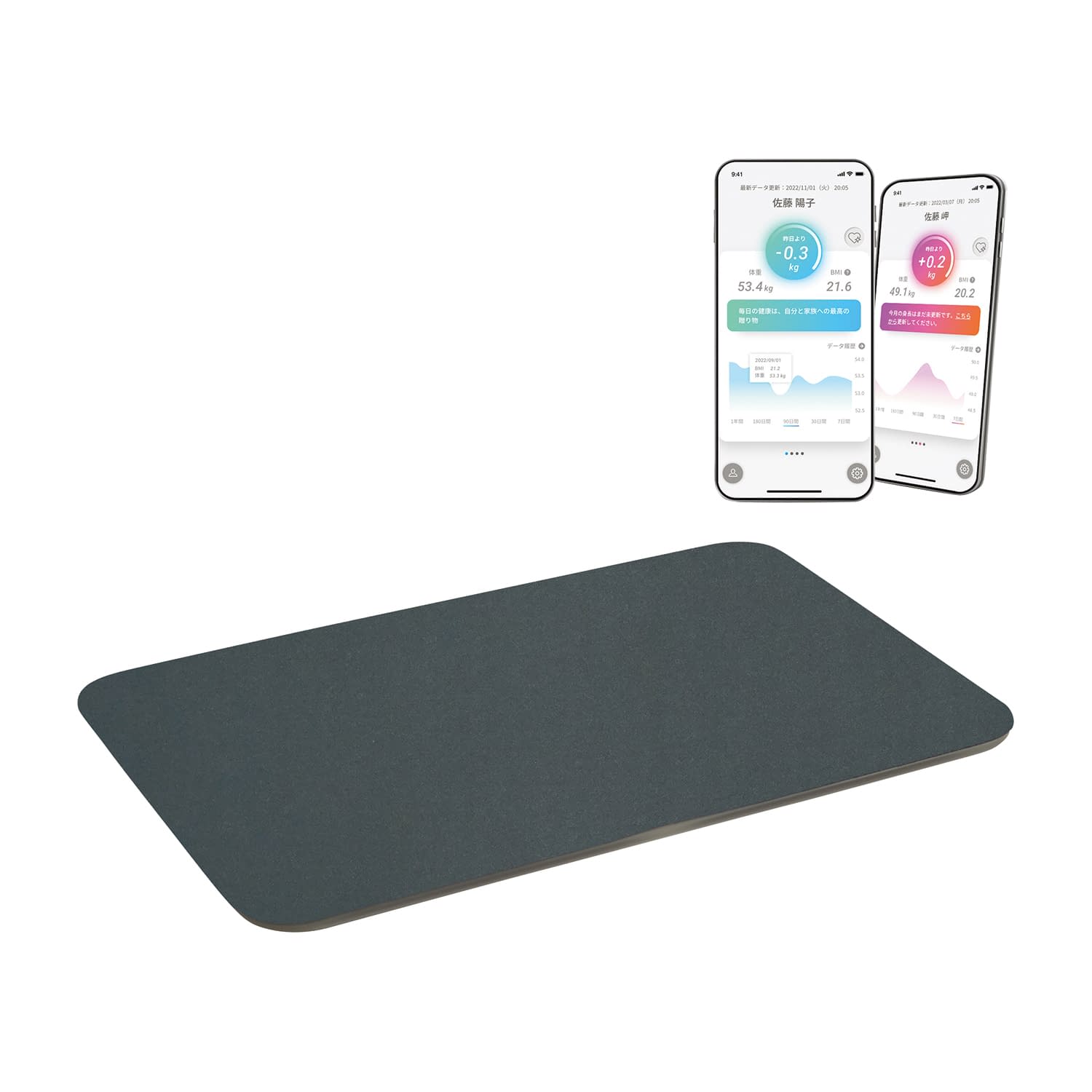 体重測定できる スマートバスマット 体重計 25-7320-01 issin