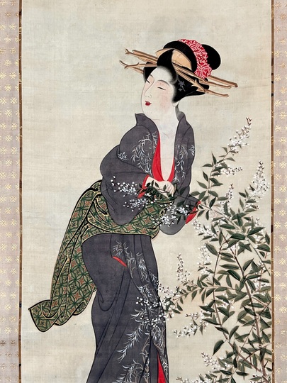 松林桂月肉筆掛け軸縦137 橫62センチ風景山水絹本