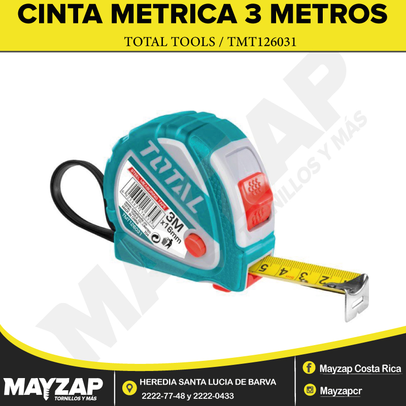 Cinta Métrica 3 metros TOTAL TMT126031 - Mayzap Tornillos y