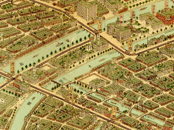 大阪市パノラマ地図】超絶リアル鳥瞰図で、大正末の黄金時代「大大阪
