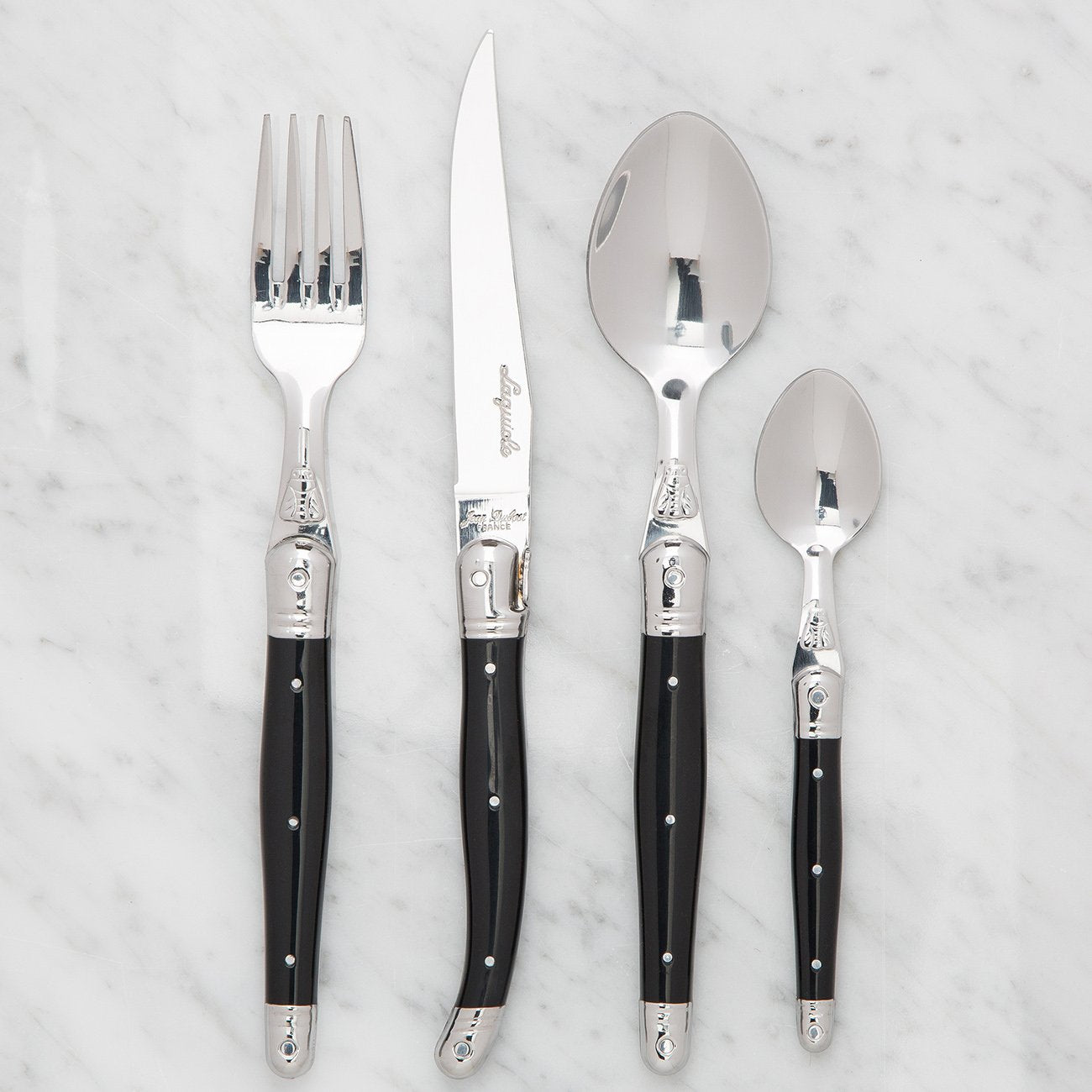 Black Laguiole Flatware Set(24 Piece Wood Tray) | Maison Midi