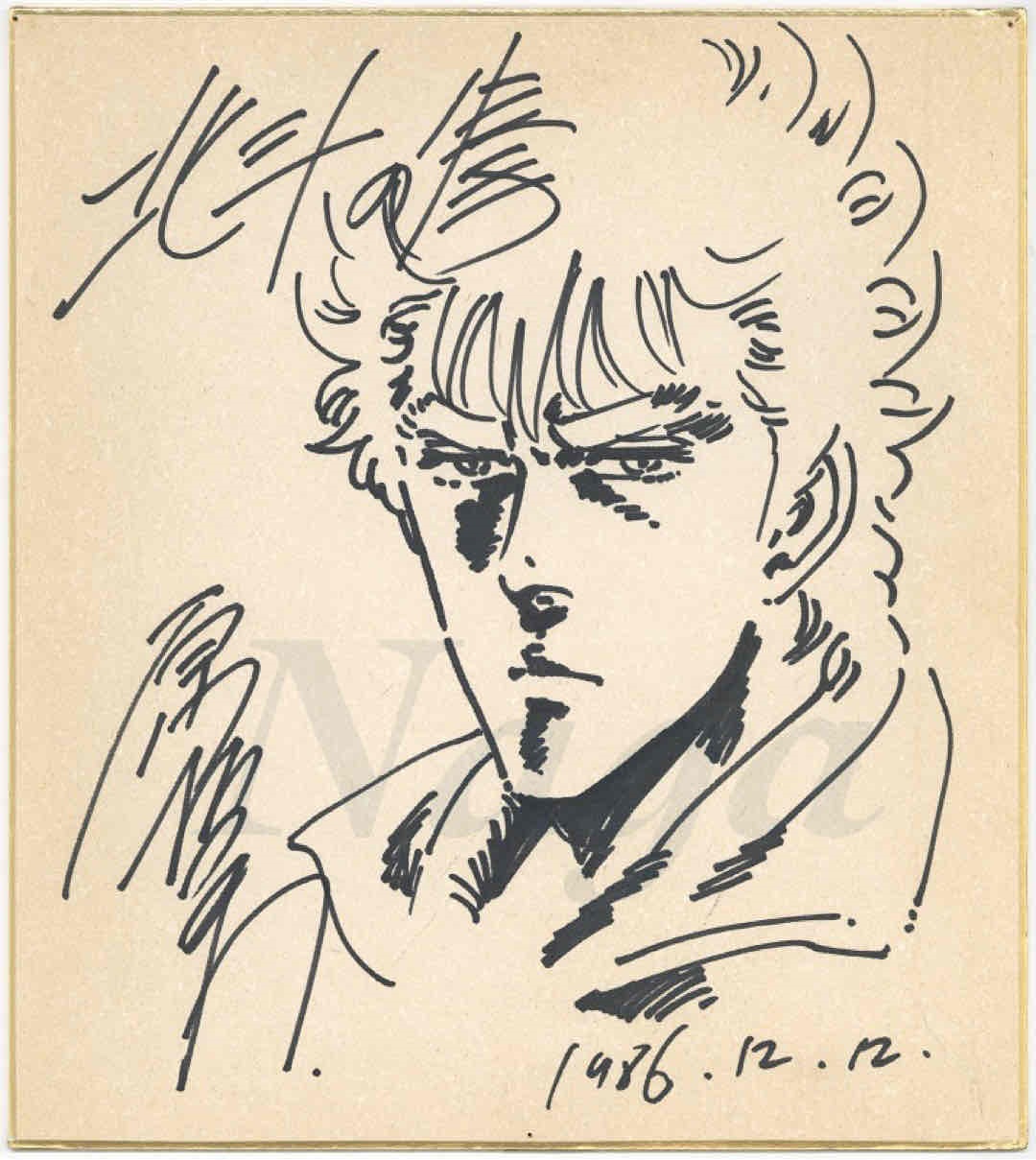 原哲夫 サイン色紙 Tetsuo Hara Hand-Drawn Shikishi｜アニメと漫画の