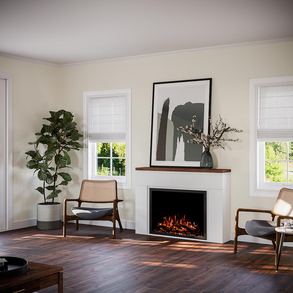 Modern Ember Sabrina Plug-In Electric Fireplace with Wood Mantel