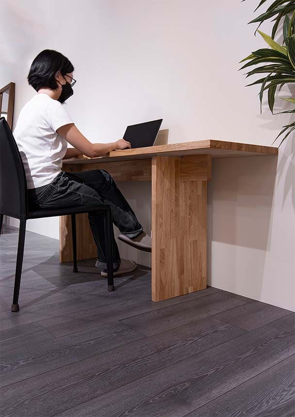 コンソールデスク スチール脚（RO）幅1200×奥行450㎜ ラバーウッド