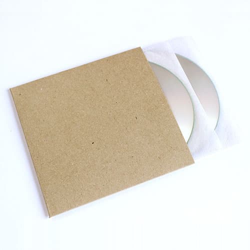 CD紙ジャケット 厚紙製 背付き クラフト茶（再生紙）100枚セット|紙