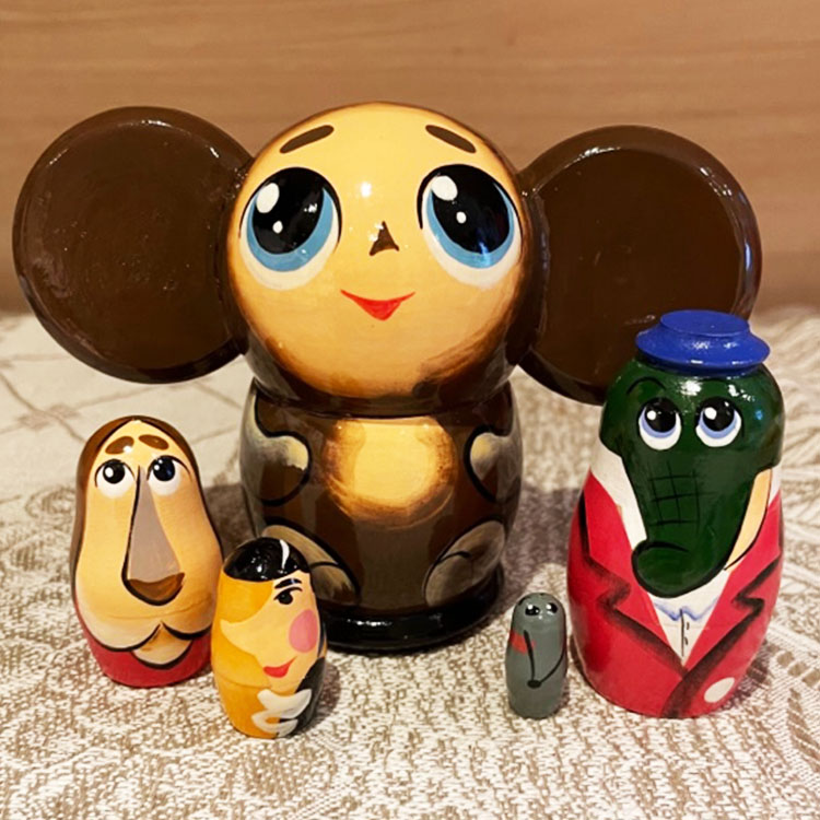 ロシア雑貨店マリンカ / チェブラーシカマト中(茶)-5p chebmato05