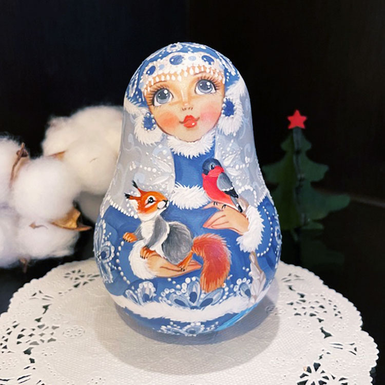 LYH177】北欧ロシア雑貨 リューバ作のマトリョーシカ 農村の家畜