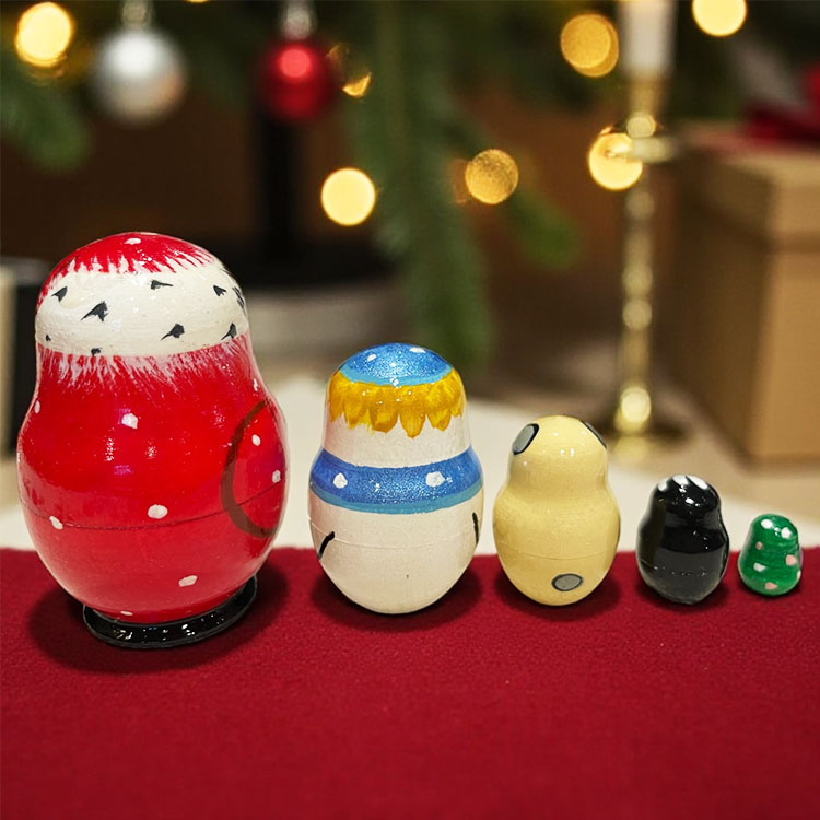 ロシア雑貨店マリンカ / サンタミニマトリョーシカxm129-5p