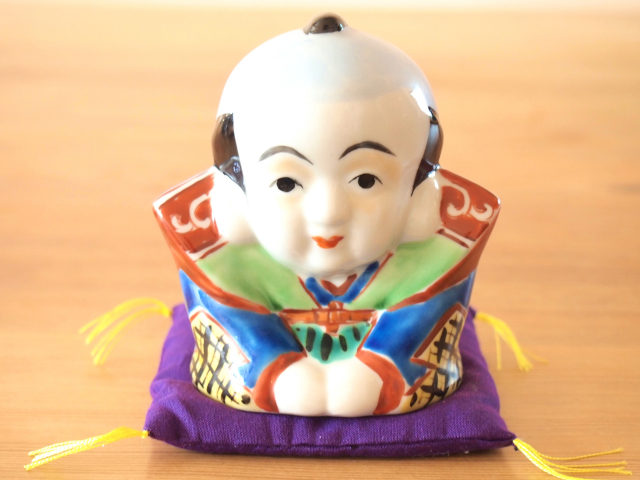 九谷焼 3.5号福助 青九谷 布団付 九谷焼マルヨネ 陶芸窯和陶房