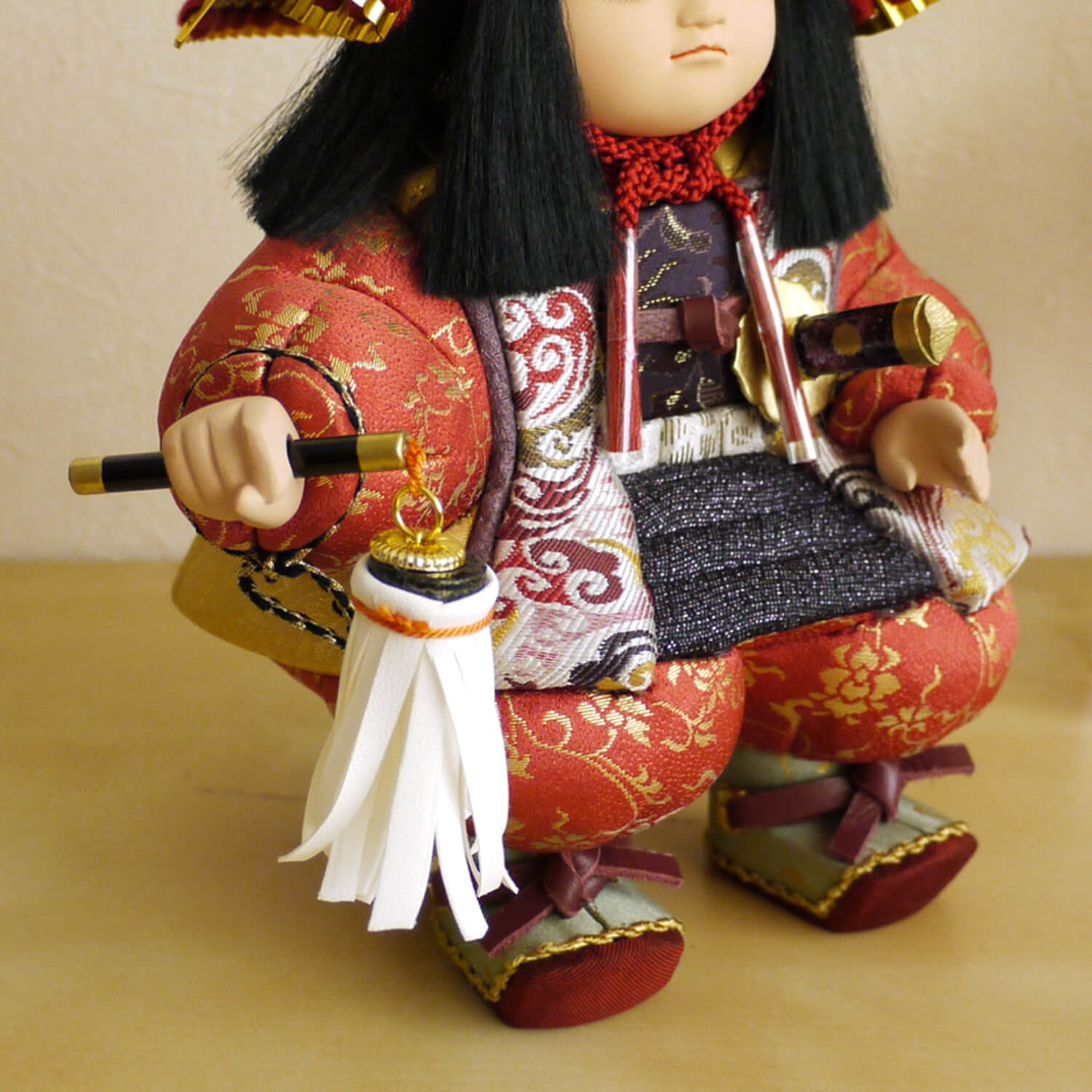 五月人形 柿沼東光作 子供鎧着大将 若大将「誉」 赤糸 西陣織衣裳 5月