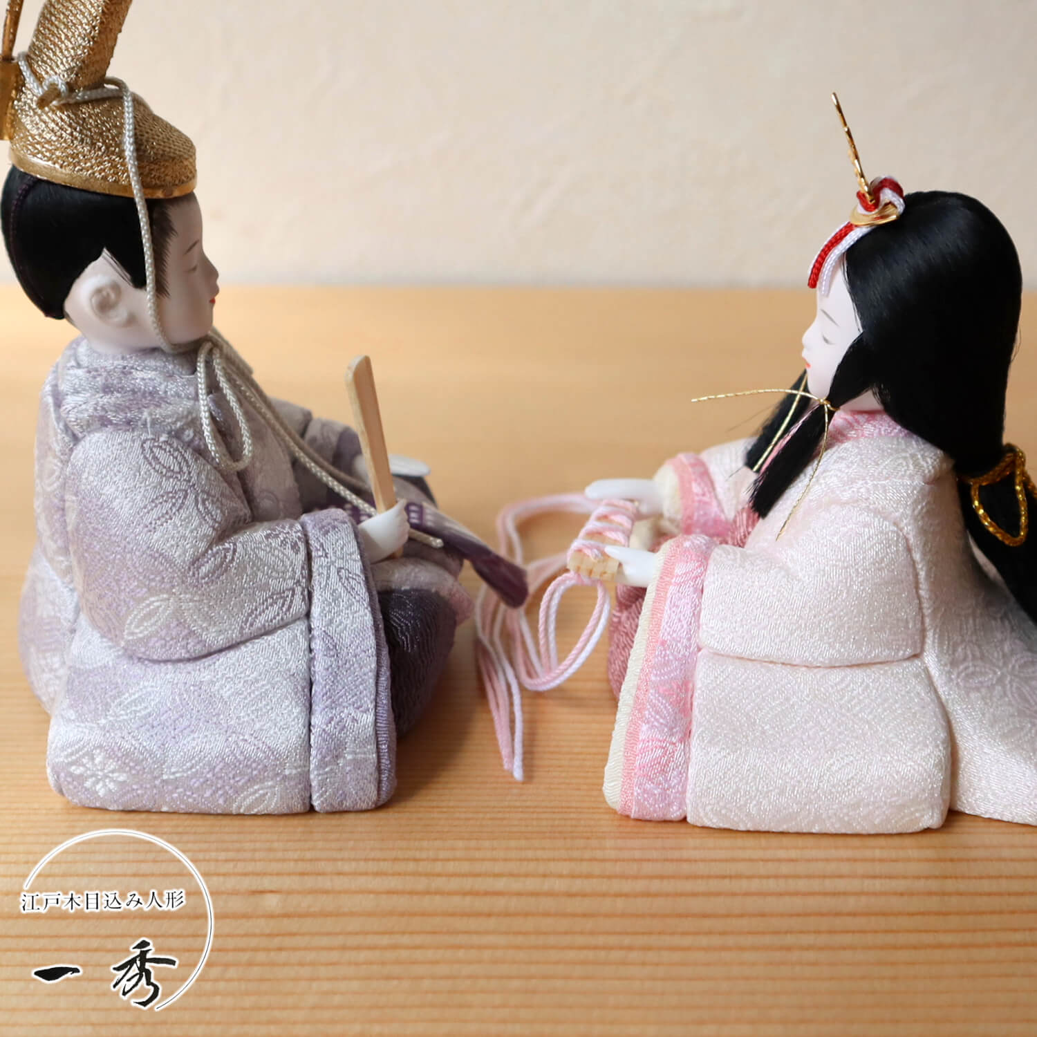 新作 木村一秀作 七宝菱菊 桃山雛 ☆ 国産杉製月飾台(大) 増村人形店