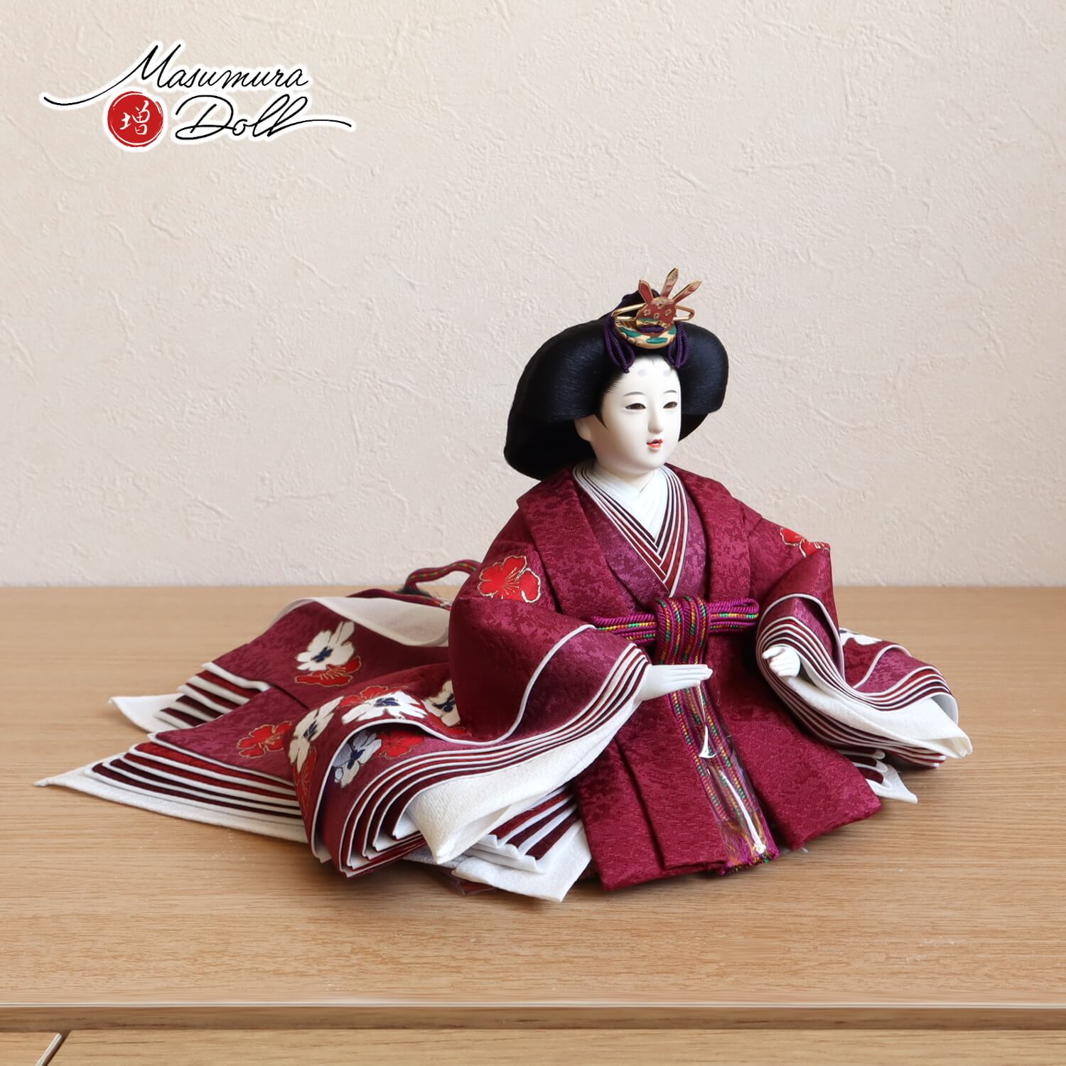 雛人形 京都 尊正作 11番 京友禅 手描手描き京友禅 モダン椿 ヒノキ枠