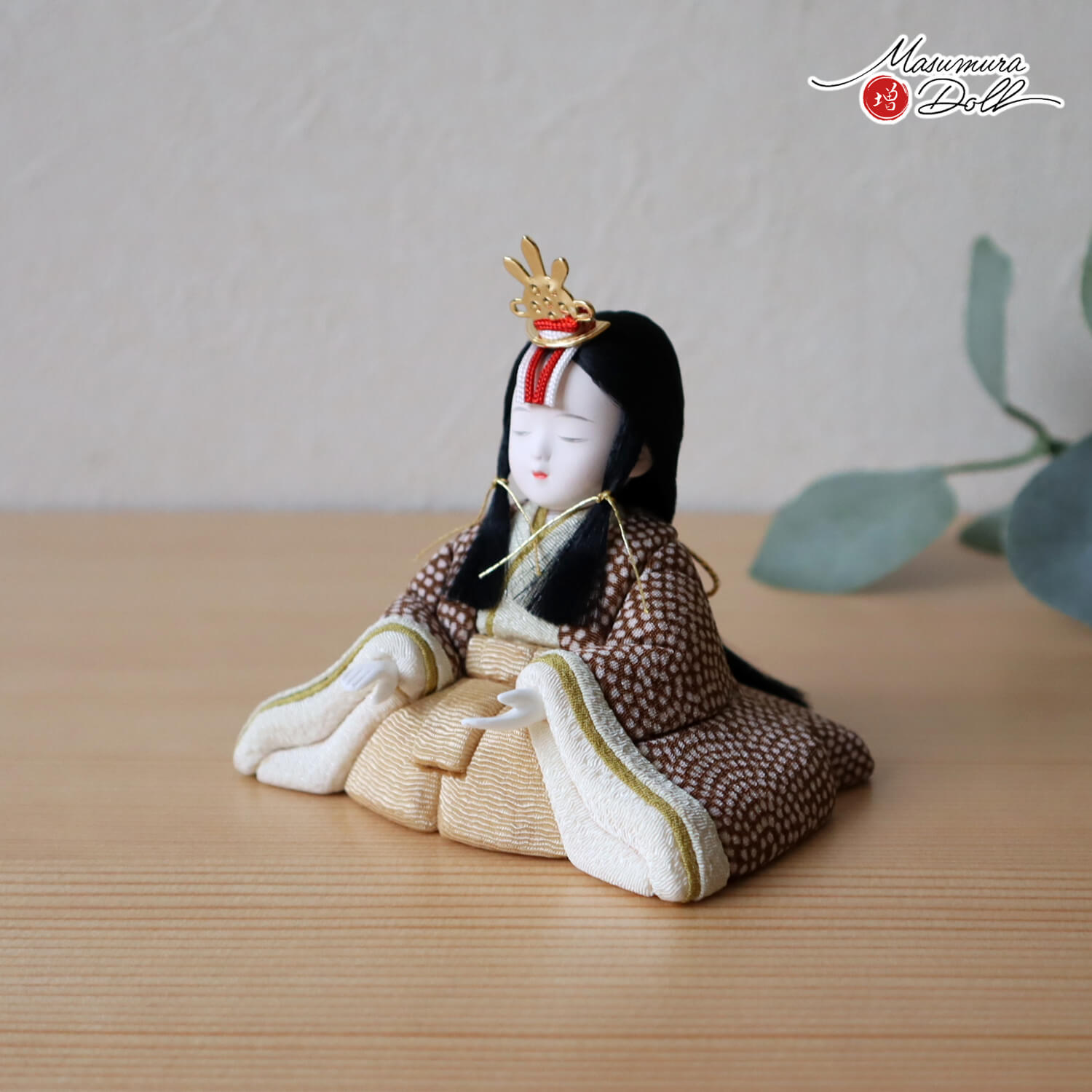 雛人形 新作 木村一秀作 五人飾 桃山雛 ブラウンドット 3人 官女