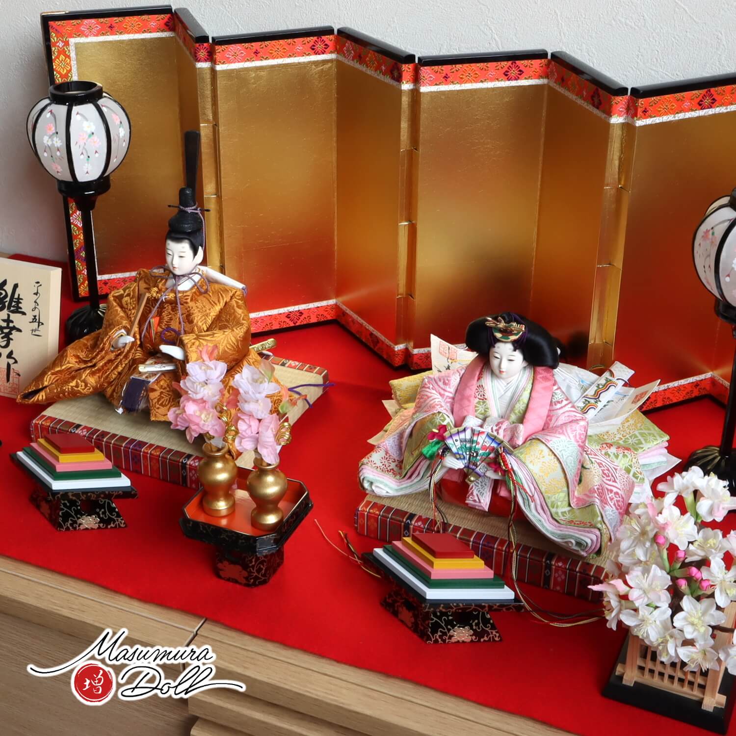 平安雛幸作 京11番 正絹西陣織 黄櫨染 桐竹鳳凰 屏風八曲箔押本仕立