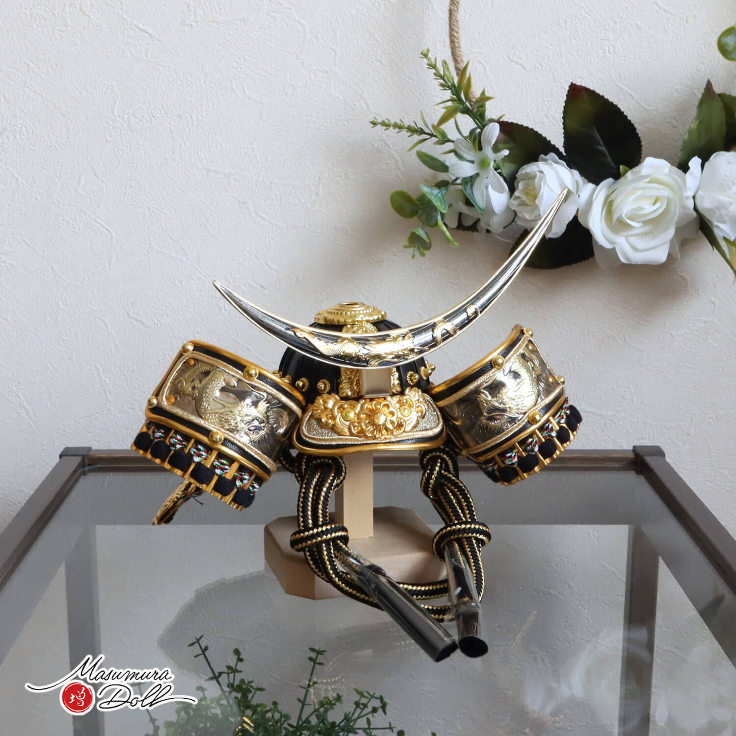 最新作 極上盛上げ 銅 彫金 金龍兜 伊達政宗 三日月 龍前立て 共