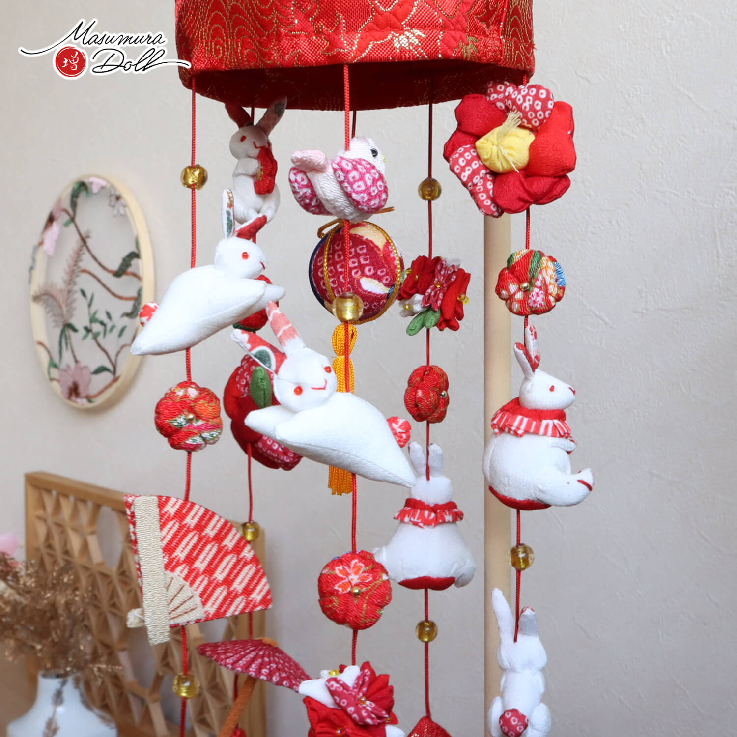 最新作 うさぎ つるし雛 (赤) 日本製 増村人形 ちづる 10003190