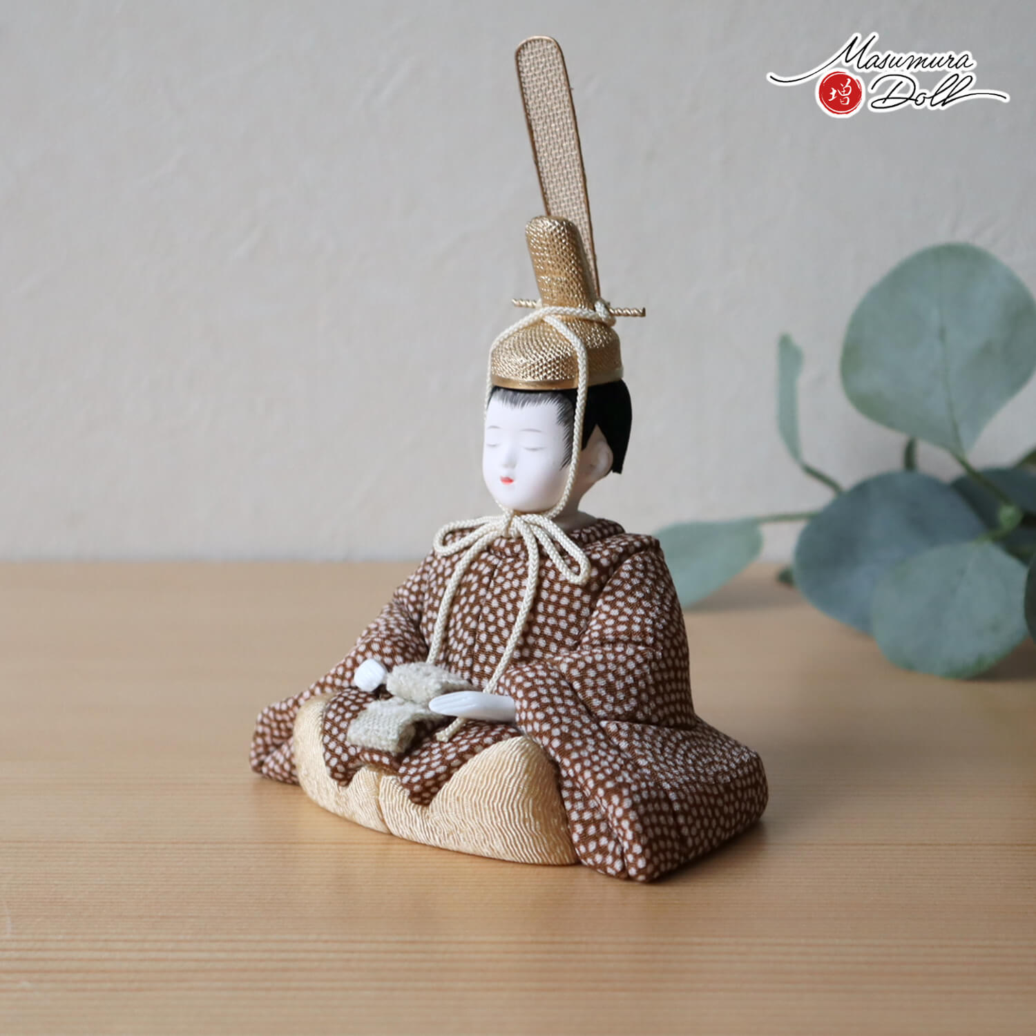 新作 木村一秀作 桃山雛(ブラウンドット) ナチュラル木目四曲 手描桜