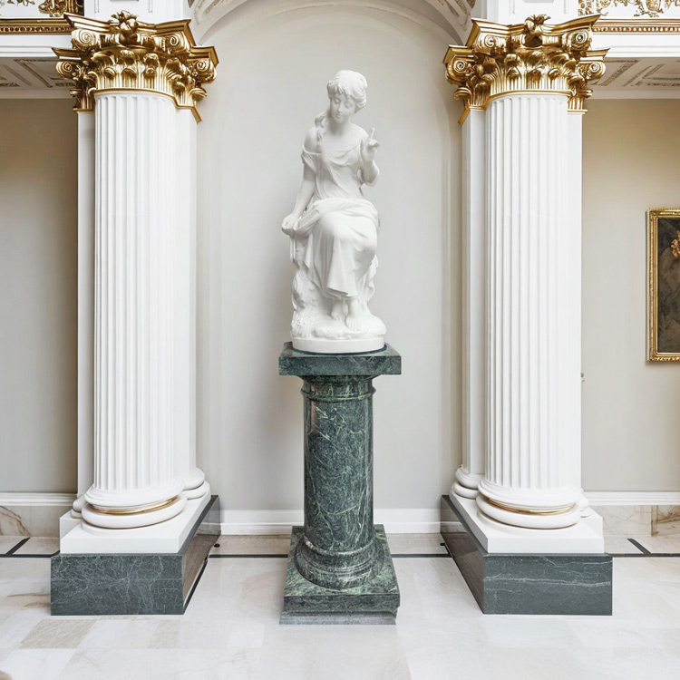 天然大理石 スクエア ポール 台座・飾り台 【商品番号：yos101-0325-1】