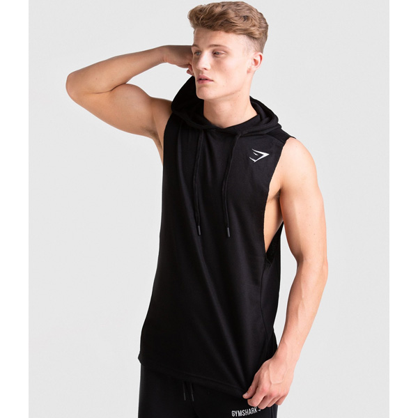 Gymshark(ジムシャーク) ／ DROP ARM SLEEVELESS HOODIE(black Mサイズ