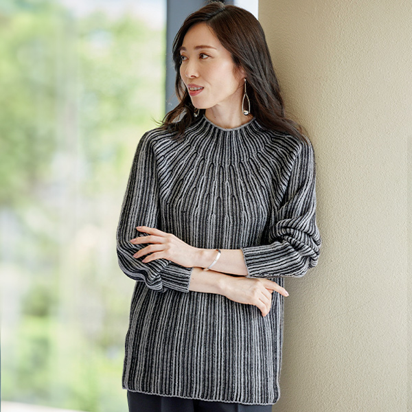 ホールガーメントストライプセーター◎ | 京都通販ミセスの