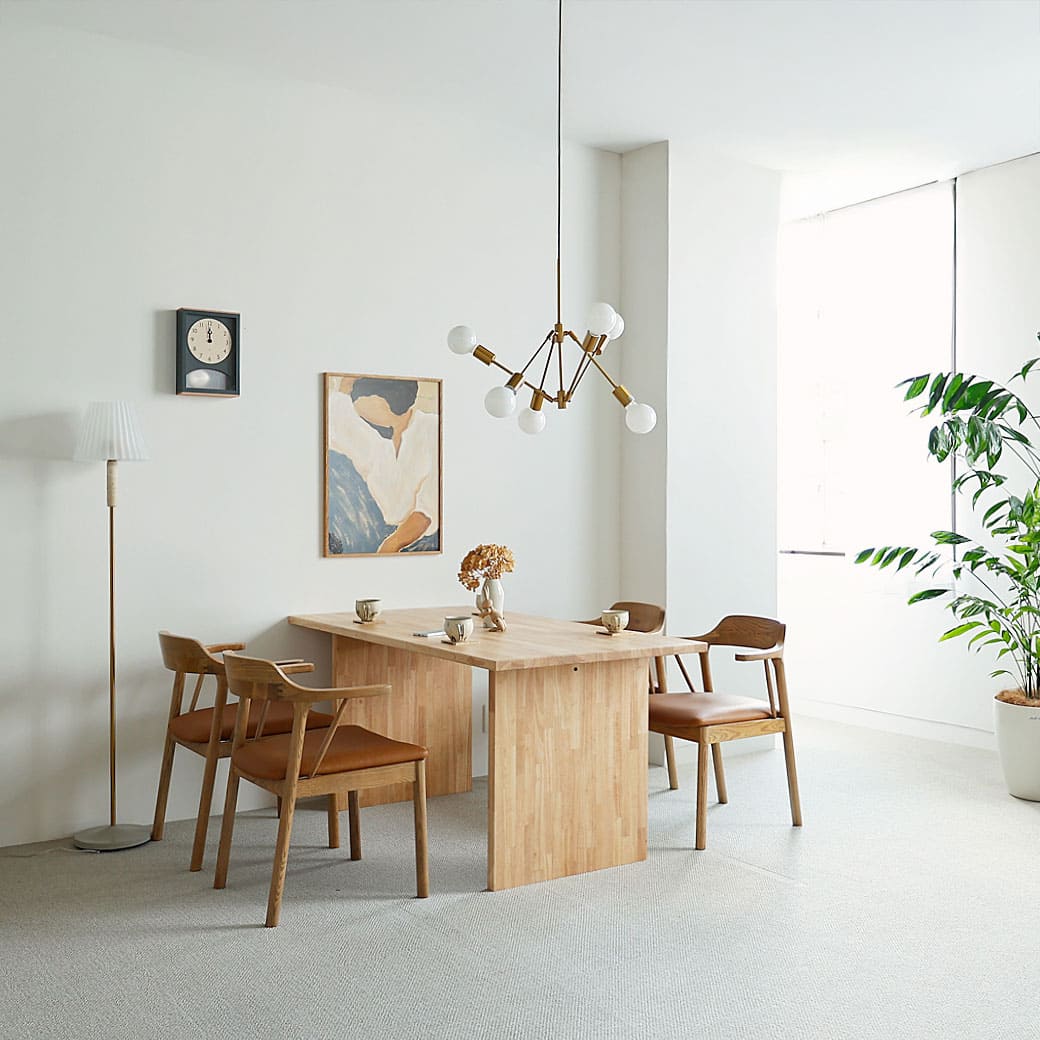 ハーフアーム ダイニングチェア キャメル レザー 北欧｜miion - miion