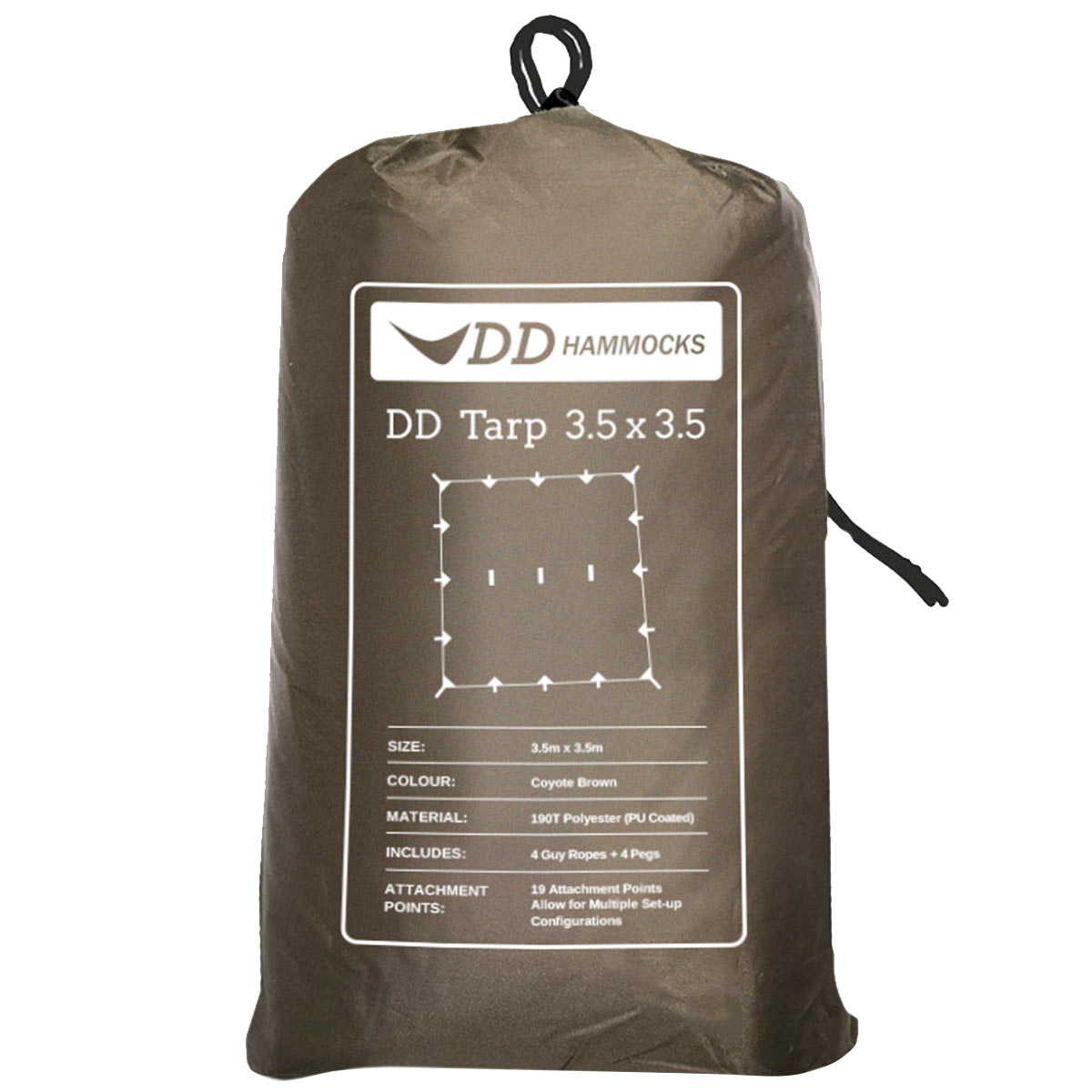 DD Hammocks Tarp 3.5 x 3.5 Coyote Brown - Free Delivery | Military Kit