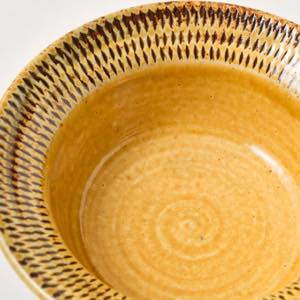 小石原焼太田哲三窯 フチ飛び鉋四寸鉢 黄 ｜ みんげい おくむら （日本