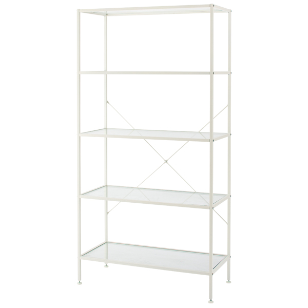 スリムガラスラック 5段ホワイト ラック 白 - 店舗用品のミセダス
