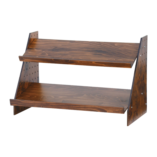 55936 HP卓上ディスプレイ棚大2段チーク - 店舗用品のミセダス