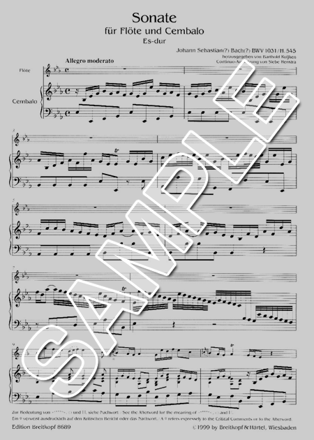 バッハ BWV1030 ロ短調ソナタ ベルリン写本 ファクシミリ譜 SPES